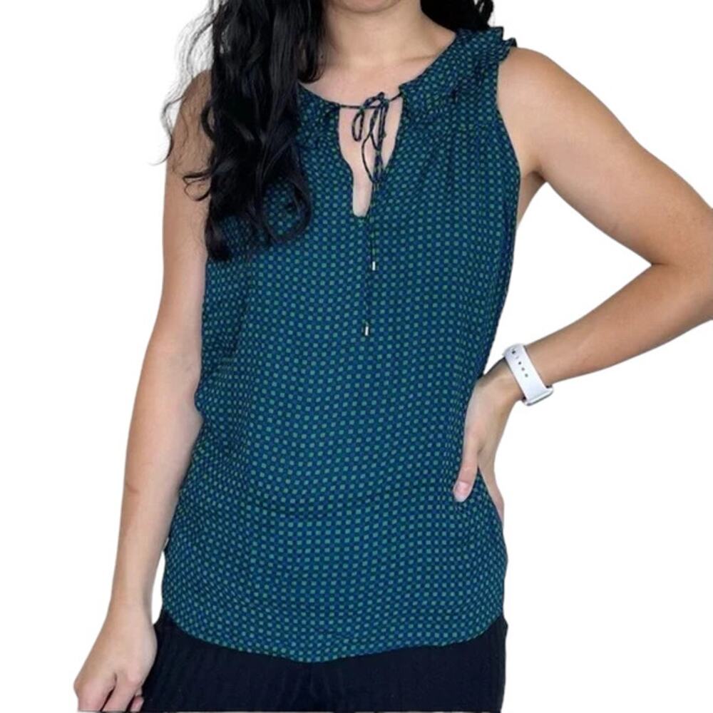 Anthropologie Maeve Ruffle Trim Gingham Print Sleeveless Anderson Top Size XS